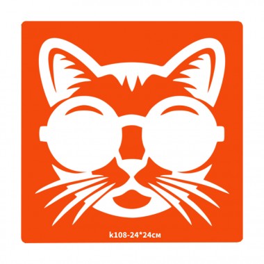 Трафарет для био-тату Котик k108-24*24см, размер 24х24см