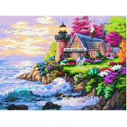 Картина по номерам Идейка Морской пейзаж Домик у маяка 40*50 см. KHO115