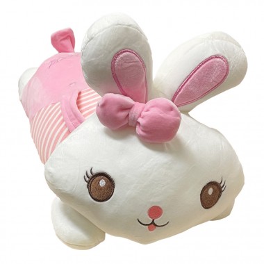 Детская мягкая игрушка Зайка L1122(Pink) игрушка с пледом, размер 60 см