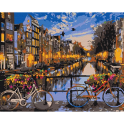 Картина по номерам. Brushme Закат на улочке Амстердама GX21031