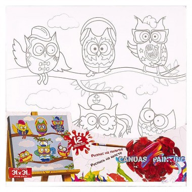 Роспись на холсте Canvas Painting Совы на ветке PX-07-05 31х31см