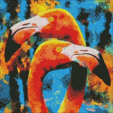Алмазная мозаика Оранжевые фламинго Идейка AMO7156 40х40 см