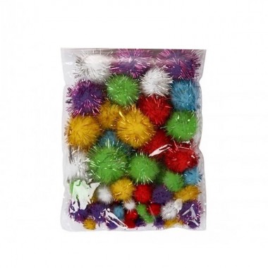 Декоративные помпоны с люрексом для творчества Pom-poms-4, d-1,5/2.5 см, 20 шт Декоративные помпоны с люрексом для творчества Pom-poms-4, d-1,5/2.5 см, 20 шт