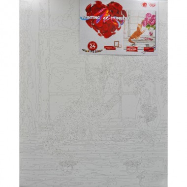 Картина по номерам Кот с цветами Danko Toys KpNe-40х50-02-08 40x50 см