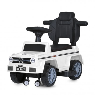 Дитяча каталка-толокар M 5043L-1 білий, з батьківською ручкою