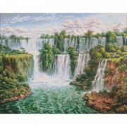 Алмазная мозаика Живописный водопад©Сергей Лобач Идейка AMO7278 40х50 см
