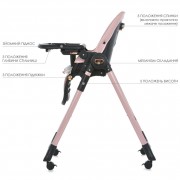 Стілець для годування ME 1037-B CRYSTAL Rose Gold до 15 кг