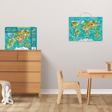 Детская магнитная карта мира животных 200267, 36 элементов Детская магнитная карта мира животных 200267, 36 элементов