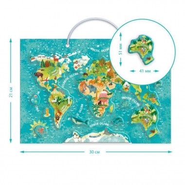 Детская магнитная карта мира животных 200267, 36 элементов Детская магнитная карта мира животных 200267, 36 элементов