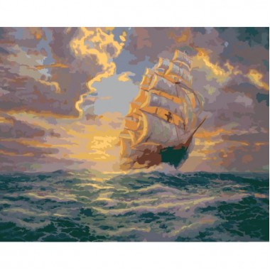 Картина по номерам Идейка Морской пейзаж Рассвет под парусами 40х50см KHO2715