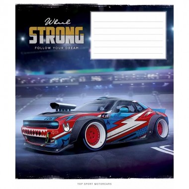 Тетрадь ученическая Strong wheels 012-3086C-4 в косую линию, 12 листов