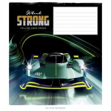 Зошит учнівський "Strong wheels" 012-3086C-5 в косу лінію, 12 аркушів