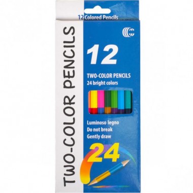 Детские двухсторонние карандаши для рисования Two-color CR765-12, 24 цвета