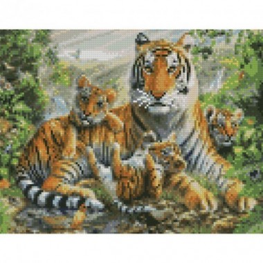 Алмазная мозаика Семейство тигров Strateg HX325 30х40 см