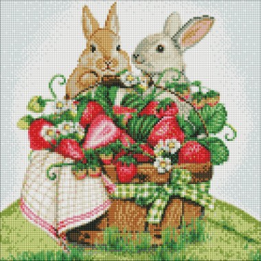 Алмазная мозаика Кролики на пикнике AMO7562 40х40 см Идейка