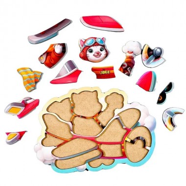 Деревянный контурный пазл "Котик пилот" (ПСД281) PSD281 Деревянный контурный пазл "Котик пилот" (ПСД281) PSD281