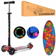 Детский самокат iTrike JR 3-052-1-WP4 Maxi подножка и колеса светятся