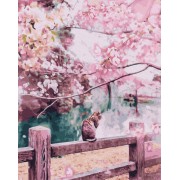 Картина по номерам. Brushme Котик в цветущей сакуре GX30046