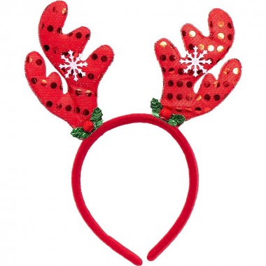 Ободок новогодний Оленьи рога 2502(Red) красный