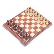 Магнитные шахматы под дерево | Chess magnetic wood-plastic 28x16,5 см 3020L (RL-KBK)