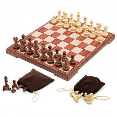 Магнитные шахматы под дерево | Chess magnetic wood-plastic 28x16,5 см 3020L (RL-KBK)