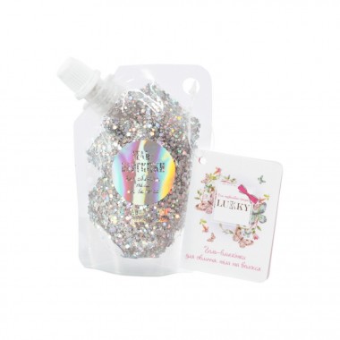 Детский гель-блёстки для тела и волос T18944 серебристый