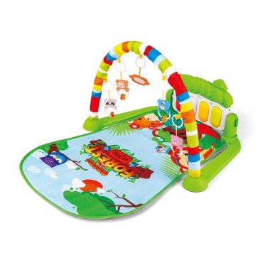 Детский развивающий коврик 973, 72х47 см, дуга, подвески 5 штук, погремушка