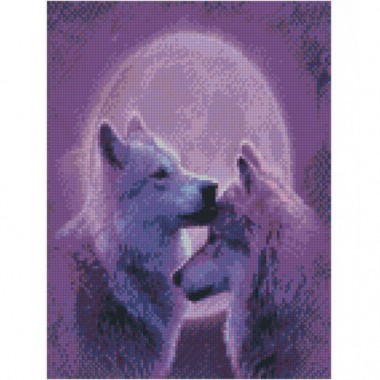 Алмазная мозаика Волки в лунном сиянии Strateg HX408 30х40 см