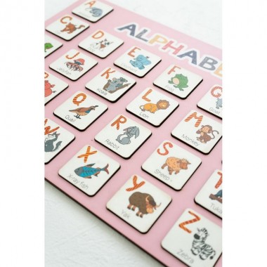Деревянный алфавит-вкладыш английский ALPHABET 3240-03-001 розовый 29х39 см Деревянный алфавит-вкладыш английский ALPHABET 3240-03-001 розовый 29х39 см