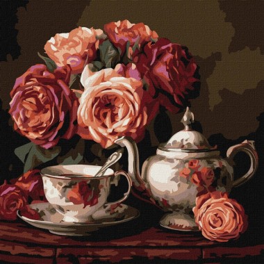 Картина по номерам Розы в темноте ©art_selena_ua KHO3331, 40x40 см