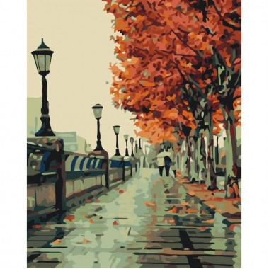 Картина по номерам Идейка Городской пейзаж Осенний сквер 40*50см KHO2115