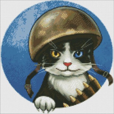 Алмазна мозаїка "Войовничий котик" ©art.irina.pass   AMO7591 40х40 см Ідейка