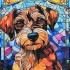Алмазная мозаика "Витражный пес" DEEX16282 не полная выкладка 30х30 см