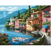 Картина по номерам Идейка Городской пейзаж Утро на берегу озера 40*50см KHO103