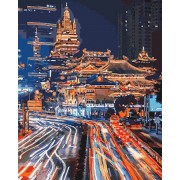 Картина по номерам Идейка Городской пейзаж Ночной Шанхай 2 40*50см KHO3543