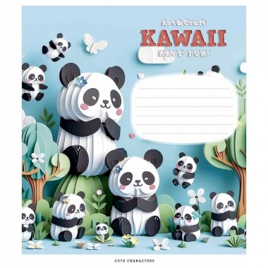 Тетрадь ученическая Kawaii 012-3398C-4 в косую линию, 12 листов