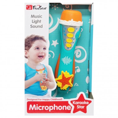Детский игрушечный микрофон 34564AB(Turquoise) звук, музыка, регулятор громкости
