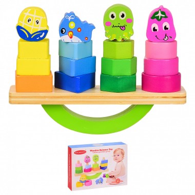 Деревянная игрушка Metr Plus VV211 балансир, 4 пирамидки
