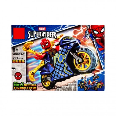 Конструктор дитячий Spiderman MG689 фігурка героя з мотоциклом Вид 2