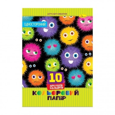 Набор цветной односторонней бумаги АП-1218-1, 10 листов