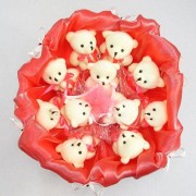 Букет з м'яких іграшок 11 ведмедиків 5284IT кораловий