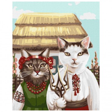 Картина за номерами "Котяча готика" ©art.irina.pass Ідейка KHO4460 40х50 см