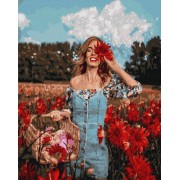 Картина по номерам. Brushme Красавица в цветущем поле GX36959