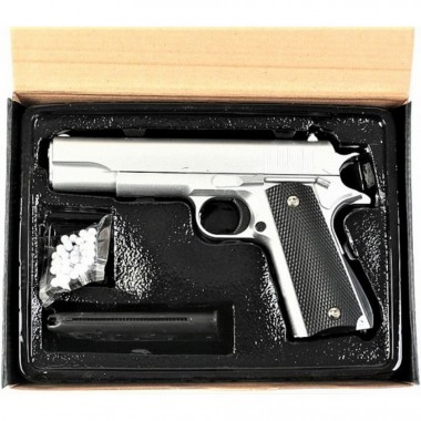 Детский пистолет на пульках Colt M1911 Galaxy G13S металл, серебристый