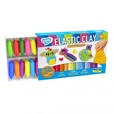 Набір для ліплення з повітряним пластиліном Elastic Clay 70141, 30 стиків