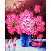 Картина по номерам. Brushme Розовые цветы в синей вазе GX9162, 40х50 см
