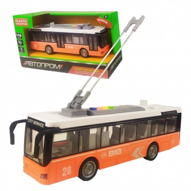 Игрушечный троллейбус 7949AB АВТОПРОМ  со звуковыми эффектами (Оранжевый)