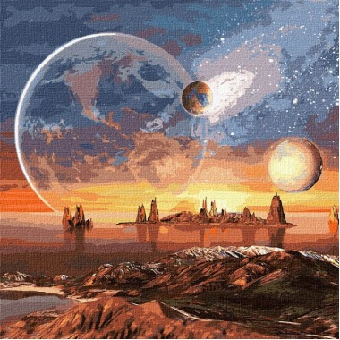 Картина за номерами "Космічна пустеля з фарбами металік" Ідейка KHO9541 50х50 см