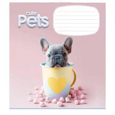 Тетрадь ученическая "Cute pets" 012-3253C-1 в косую линию, 12 листов