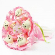 Букет з м'яких іграшок 5 ведмедиків 5288IT рожевий